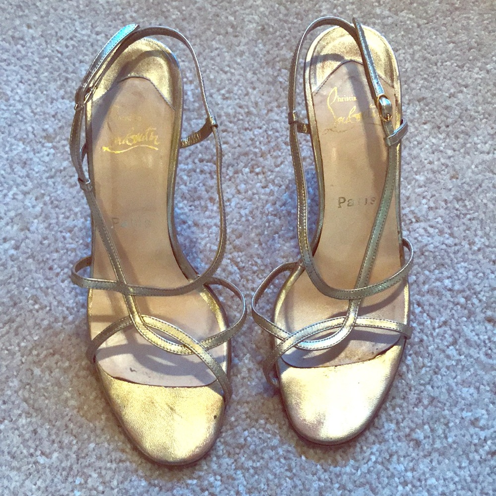 Christian Louboutin gold metallic slingback sandal